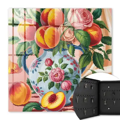 Wall mounted key cabinet Still life of flowers and fruits