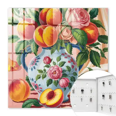 Wall mounted key cabinet Still life of flowers and fruits