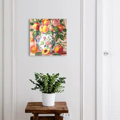 Wall mounted key cabinet Still life of flowers and fruits