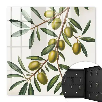 Decorative key box Olives on a branch with juicy plums