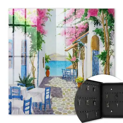 Wall mounted key cabinet Mediterranean beauty full of flowers