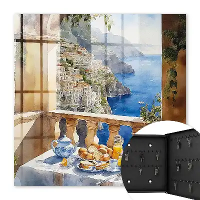 Decorative key box Breakfast on the terrace by the sea