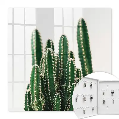 Wall mounted key box Green cacti in a modern style