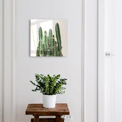 Wall mounted key box Green cacti in a modern style