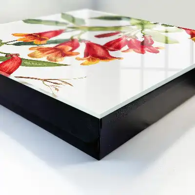 Wall mounted key box Red flowers