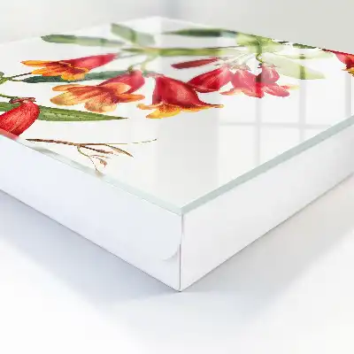 Wall mounted key box Red flowers
