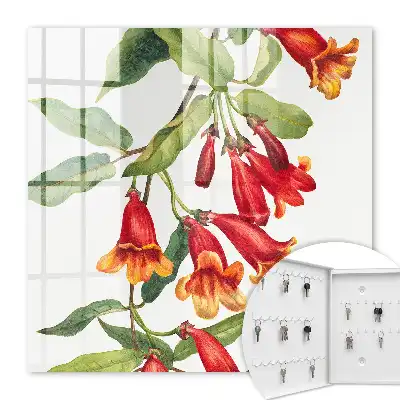 Wall mounted key box Red flowers