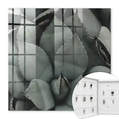 Decorative key box Plant elegance in gray tones