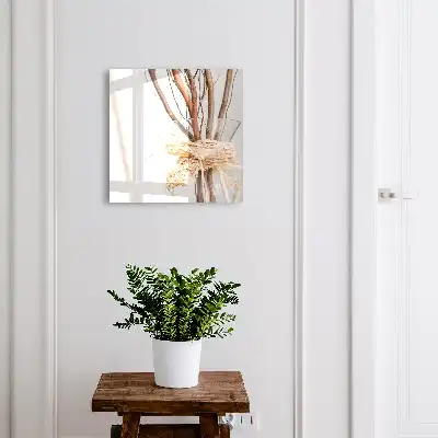 Wall mounted key cabinet Branches in a vase with beige string