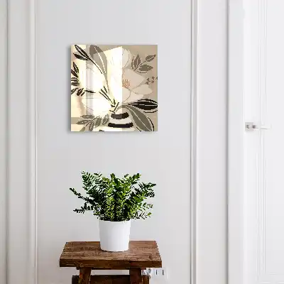 Decorative key box Floral minimalism in beige and black