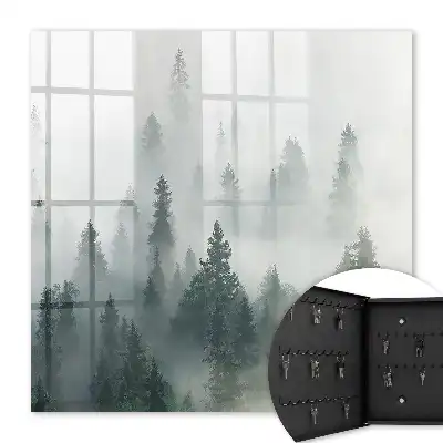 Wall mounted key cabinet Misty forest in the morning fog