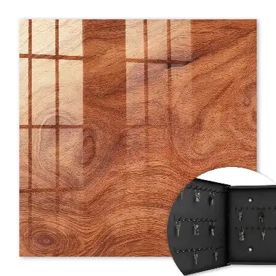 Wall mounted key cabinet Warm brown wooden texture