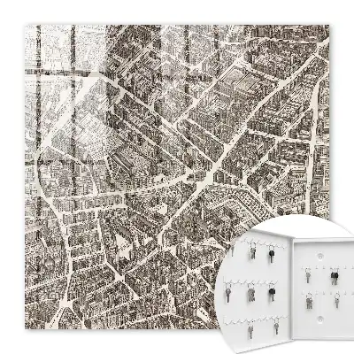 Decorative key box A city map in a classic tone