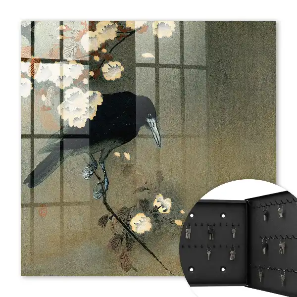 Decorative key box Ohara koson crow and cherry blossoms