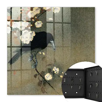 Decorative key box Ohara koson crow and cherry blossoms