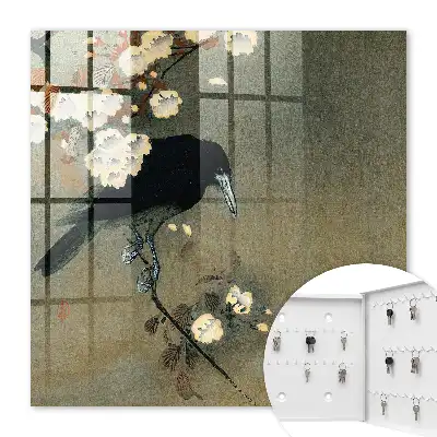 Decorative key box Ohara koson crow and cherry blossoms