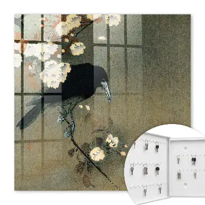 Decorative key box Ohara koson crow and cherry blossoms
