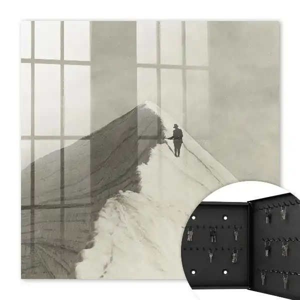Wall mounted key cabinet Mountain climbing emphasizing solitude
