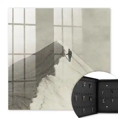 Wall mounted key cabinet Mountain climbing emphasizing solitude