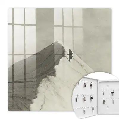 Wall mounted key cabinet Mountain climbing emphasizing solitude