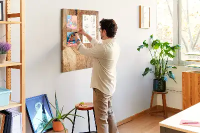 Natural wood texture cork wall memo board