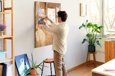 Natural wood texture cork wall memo board