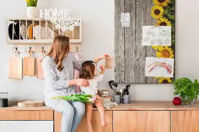Cork Pin Board with Sunflowers on Wood Background