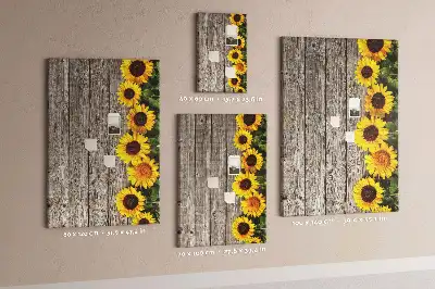 Cork Pin Board with Sunflowers on Wood Background