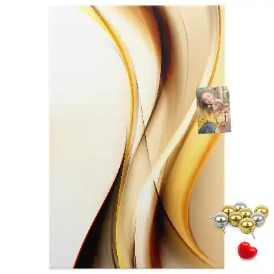 Cork pin board Abstraction with a golden wave