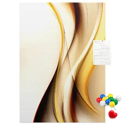 Cork pin board with a golden wave abstraction