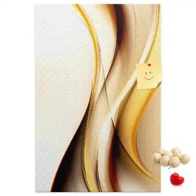 Cork pin board Abstraction with a golden wave