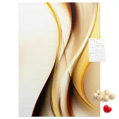 Cork pin board with a golden wave abstraction