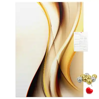Cork pin board with a golden wave abstraction