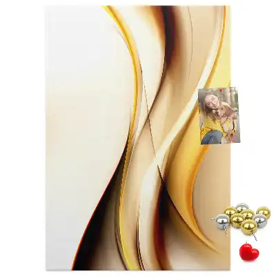 Cork pin board Abstraction with a golden wave