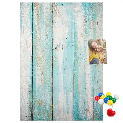 Aged retro wood wall cork memo board