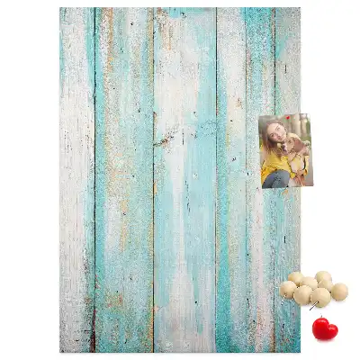 Aged retro wood wall cork memo board