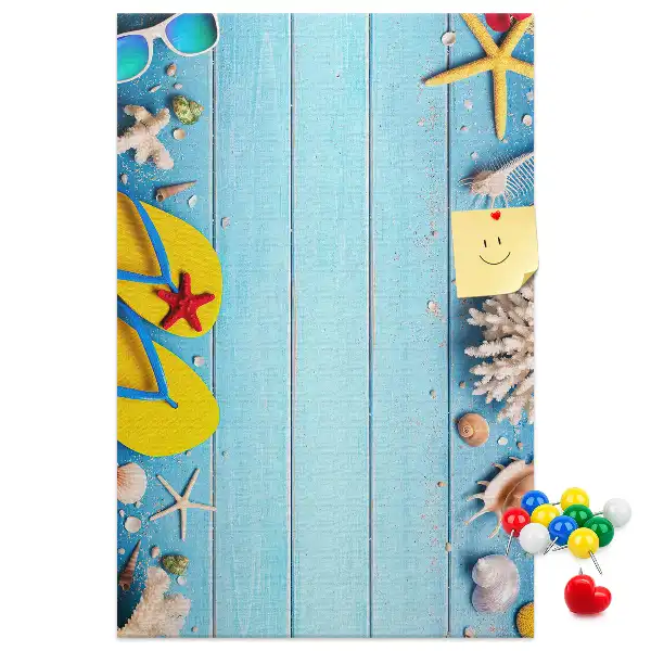 Cork pin board Summer vacation time