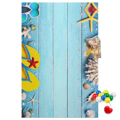 Cork pin board Summer vacation time