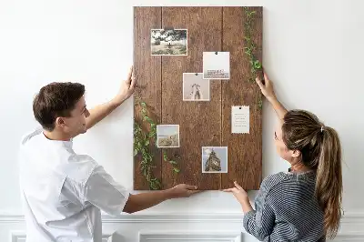 Rustic wood wall cork memo board