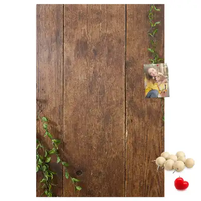 Rustic wood wall cork memo board