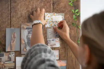Rustic wood wall cork memo board