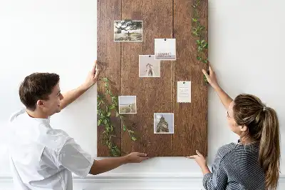 Rustic wood wall cork memo board