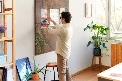 Rustic wood wall cork memo board