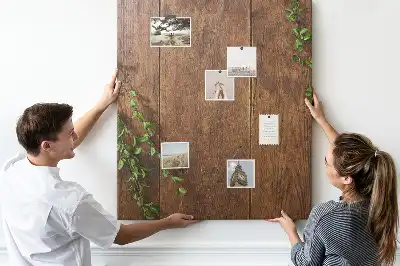 Rustic wood wall cork memo board