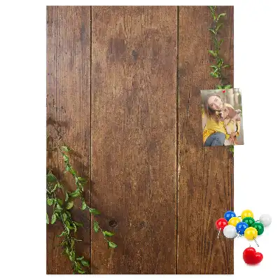 Rustic wood wall cork memo board