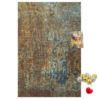 Wall cork memo board with rusty metal frame