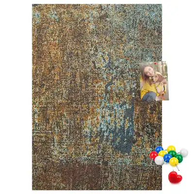 Wall cork memo board with rusty metal frame