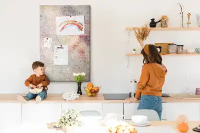 Wall cork memo board with spilled paint stain design