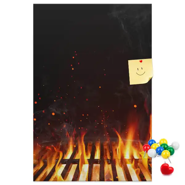 Wall cork memo board with flames print