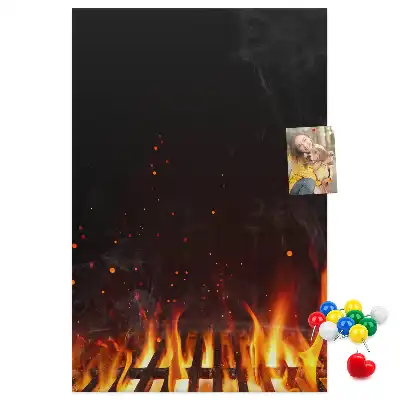 Wall cork memo board with flames print